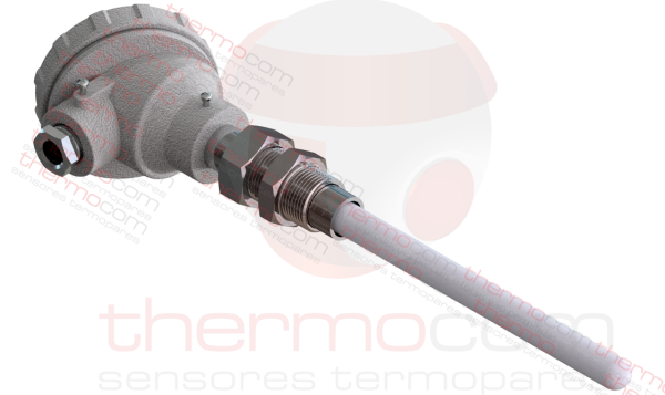 Termopar com Cabeçote e Tubo de Proteção Cerâmico (com Bucim) - THCOM TC50