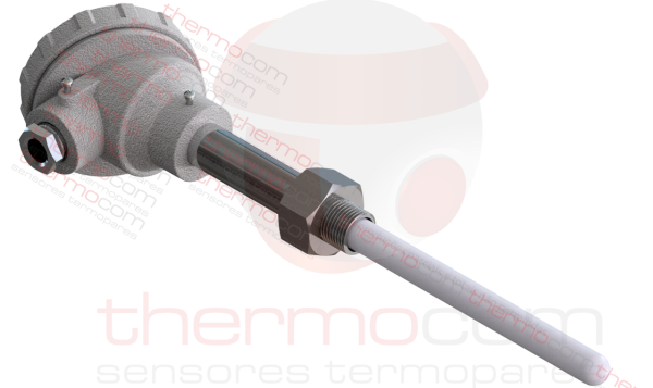 Termopar com Cabeçote e Tubo de Proteção Cerâmico (com Rosca Fixa) - THCOM TC50