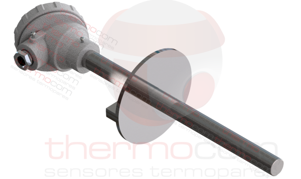 Termopar com Cabeçote e Tubo de Proteção (com Flange) - THCOM TC44